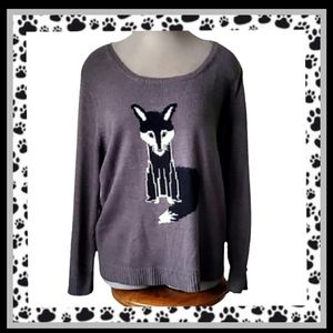 FOXY LADY ☆ GRAY FOX SWEATER ☆ Sz 3x ☆ NWOT